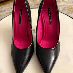 Zara Black Heels with Pink Interior